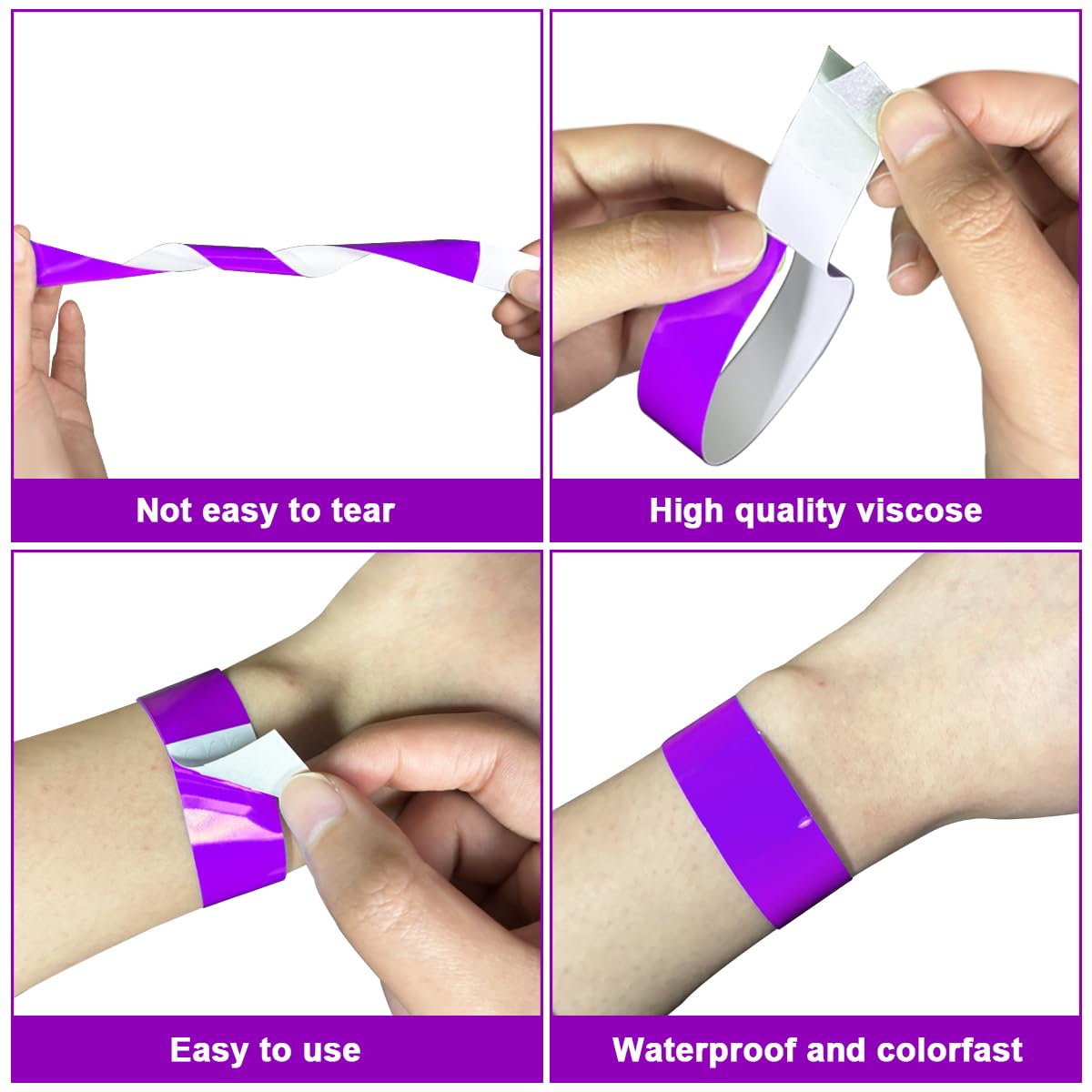 JNBGTU 600 Pack Wristbands for Events Waterproof Papery Wrist Bands Disposable Paper Bracelets for Events Party Music Festivals Concerts Contests Exhibitions (Purple) - Image 3