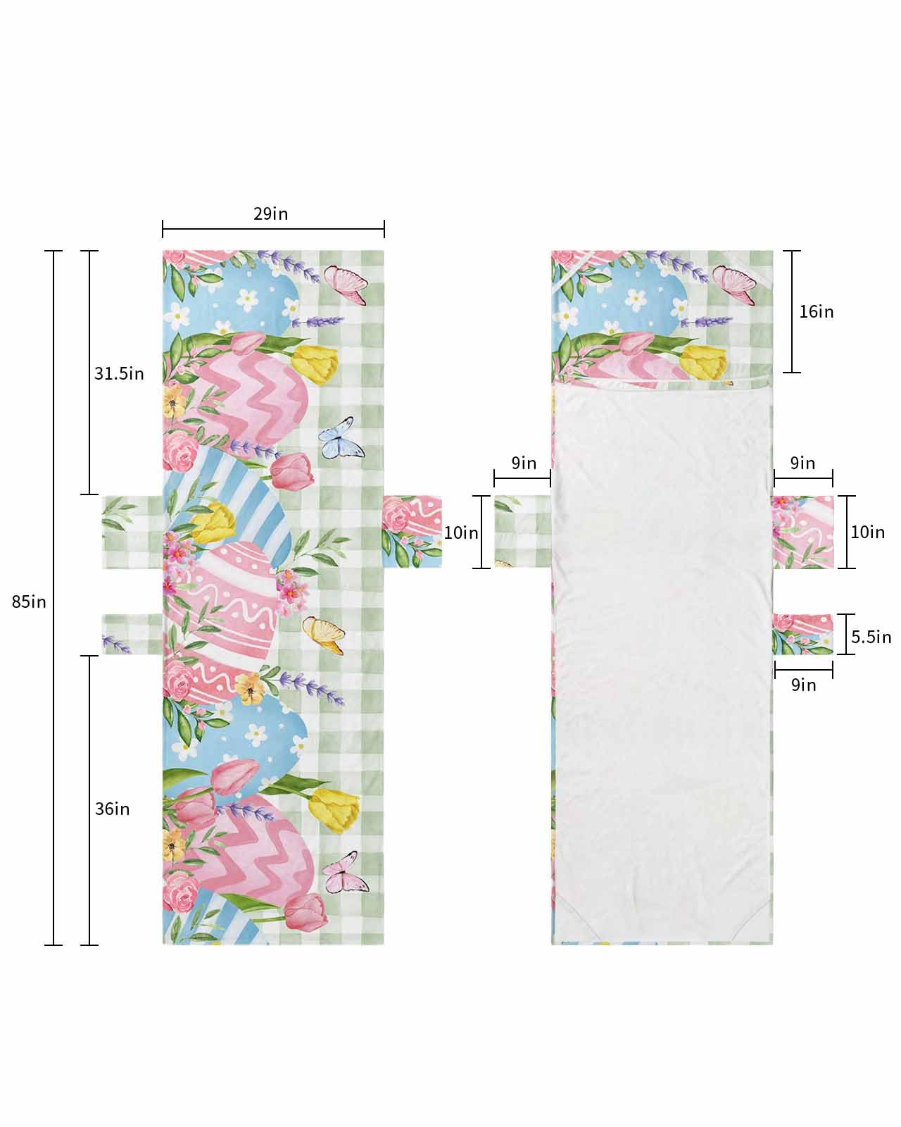 Spring Easter Beach Lounge Chair Towel Cover, Soft Chaise Lounge Towel with Side Pockets Patio Pool Chairs Cover for Beach/Pool Sunbathing 29x85 Teal Plaid Floral Botanical Easter Eggs