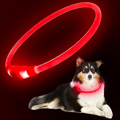 Miniatura 9 de Flashseen Collar de perro LED, collar iluminado brillante recargable por USB, cortable, resistente al agua, luces de seguridad de TPU para perros