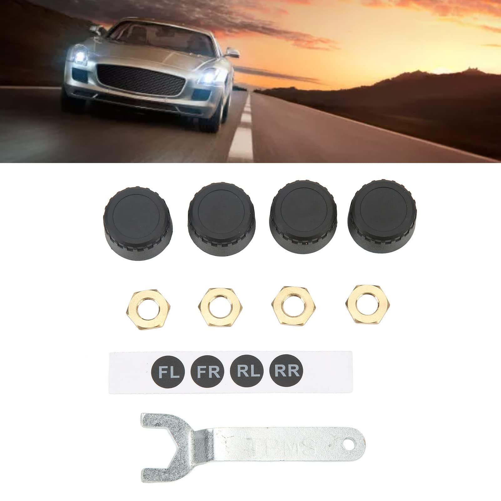 Cocoarm Sensor de Presión de Neumáticos, TPMS Bluetooth 5.0, Kit de 4 Sensores Externos para Coche, Monitor de Temperatura y Presión en Tiempo Real