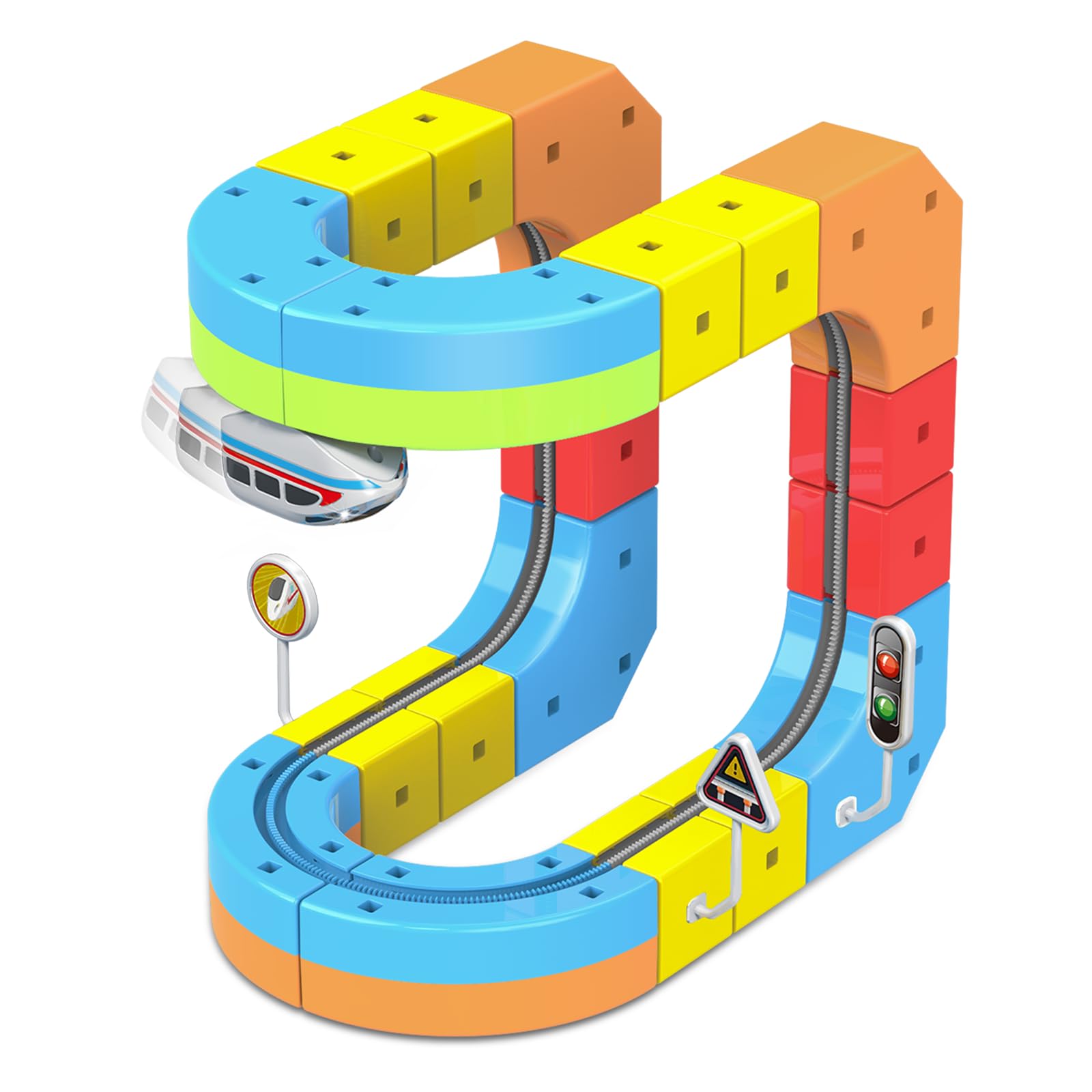 Electric Train Set with 3D Magic Flexible Race Tracks for Kids, Race Car Track Easy to Detach and Store for 3 4 5 6 7 8 Years Old Boys Girls (Extra Small)