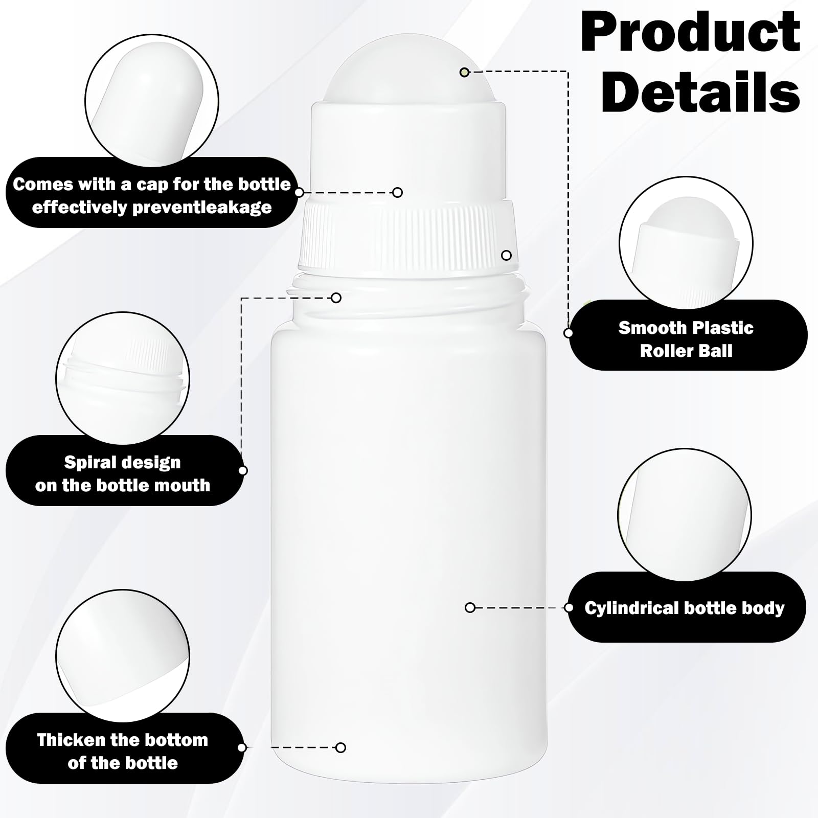 4 Pezzi 50ML Roll on Vuoto per Oli Essenziali Bianco Vuoto Riutilizzabile Bottiglie Deodoranti Bottiglie a Rullo di Plastica roll on Vuoto per Crema Solare per Profumo Olio Essenziale Aromaterapia