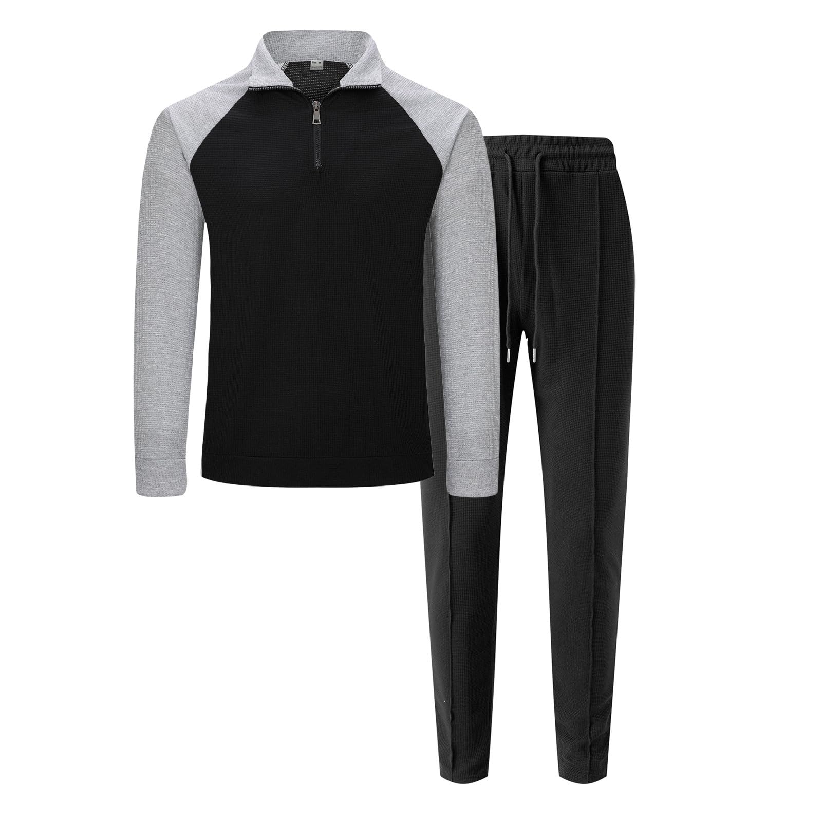 Waffel, tuta sportiva da uomo, per il tempo libero, tracksuit invernale, tuta da jogging, felpa a maniche lunghe, in cotone, abbigliamento sportivo