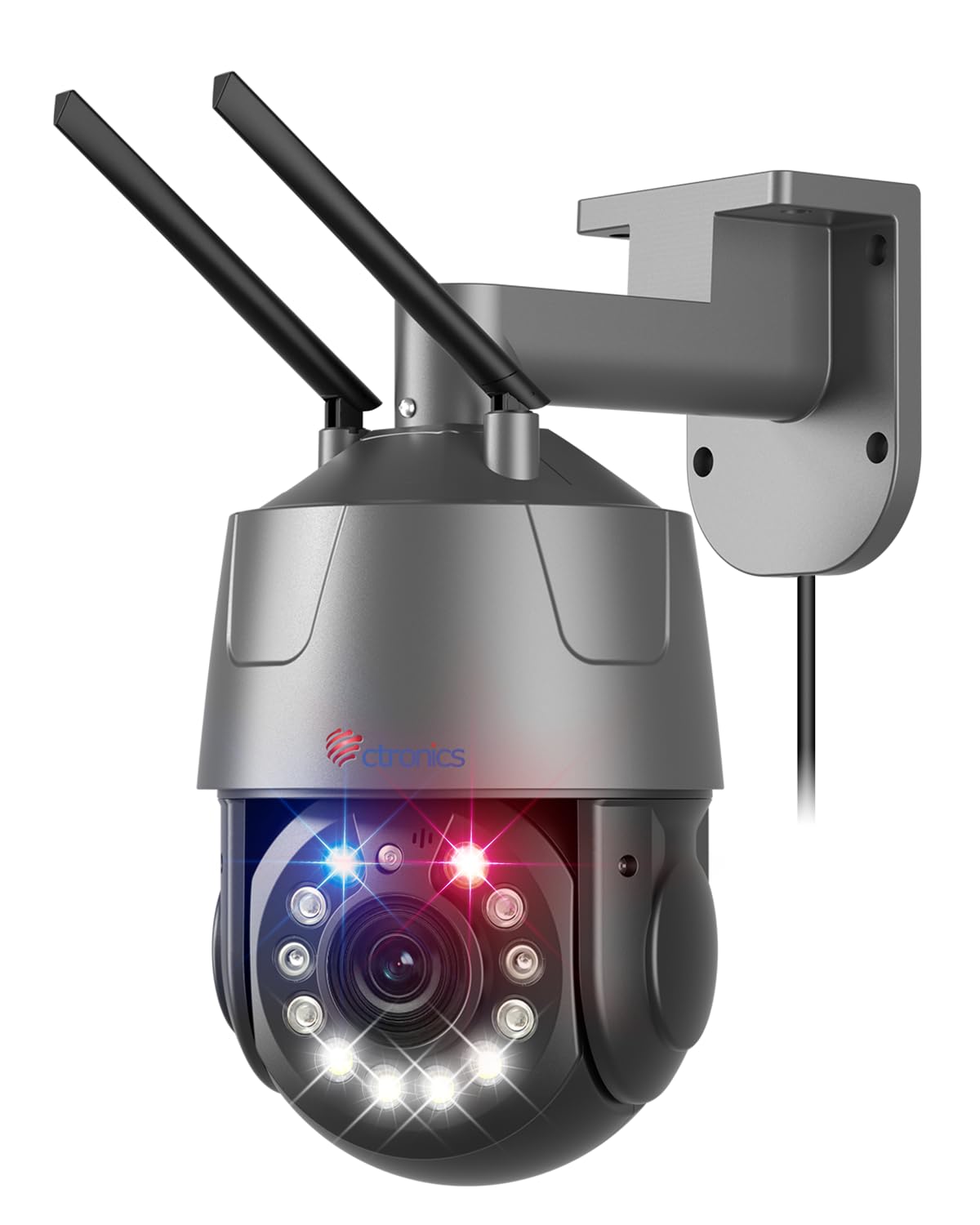 Ctronics 4K 8MP 30X 3D Zoom Óptico Cámara Vigilancia WiFi Exterior,2,4/5GHz | Auto Segui/Cruce/Zoom, Detección de Persona/Vehículo/Animal, Visión Nocturna 150M, Alarma con Luces R&B, Cloud/Metal