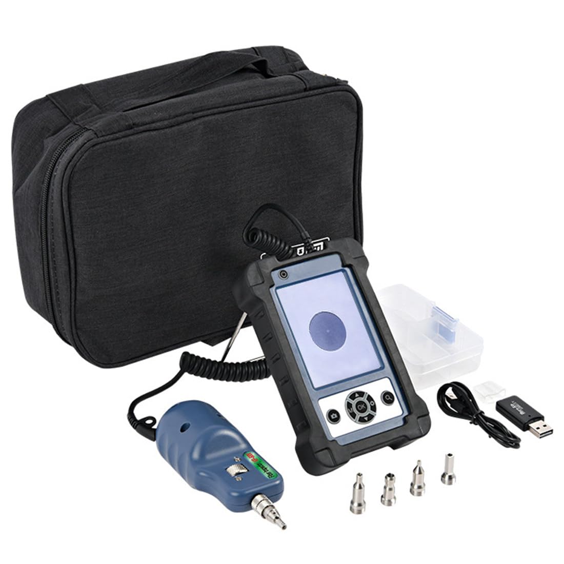 Mlyyydss Multicolor Fiber Optic Inspection Microscope Probe With 3.5 Inch Display Screen Monitor，400X Magnification Fiber Connector Endface Microscope