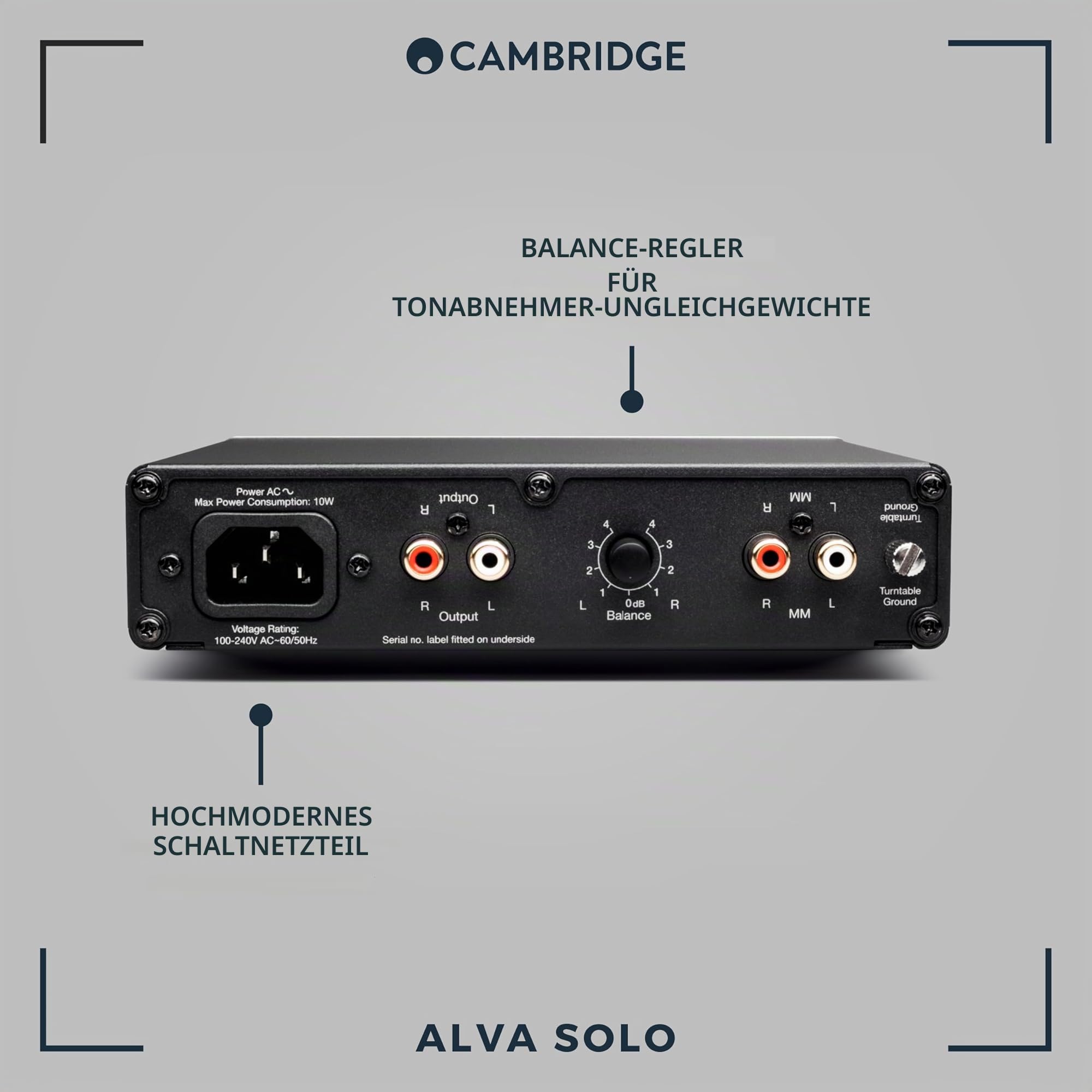 Cambridge Audio Alva Solo – Moving-Magnet-Phono-Vorverstärker, HiFi-Stereo-Vorverstärker für Plattenspieler & Vinyl, rauscharmer Phono-Vorverstärker – Lunar Grey