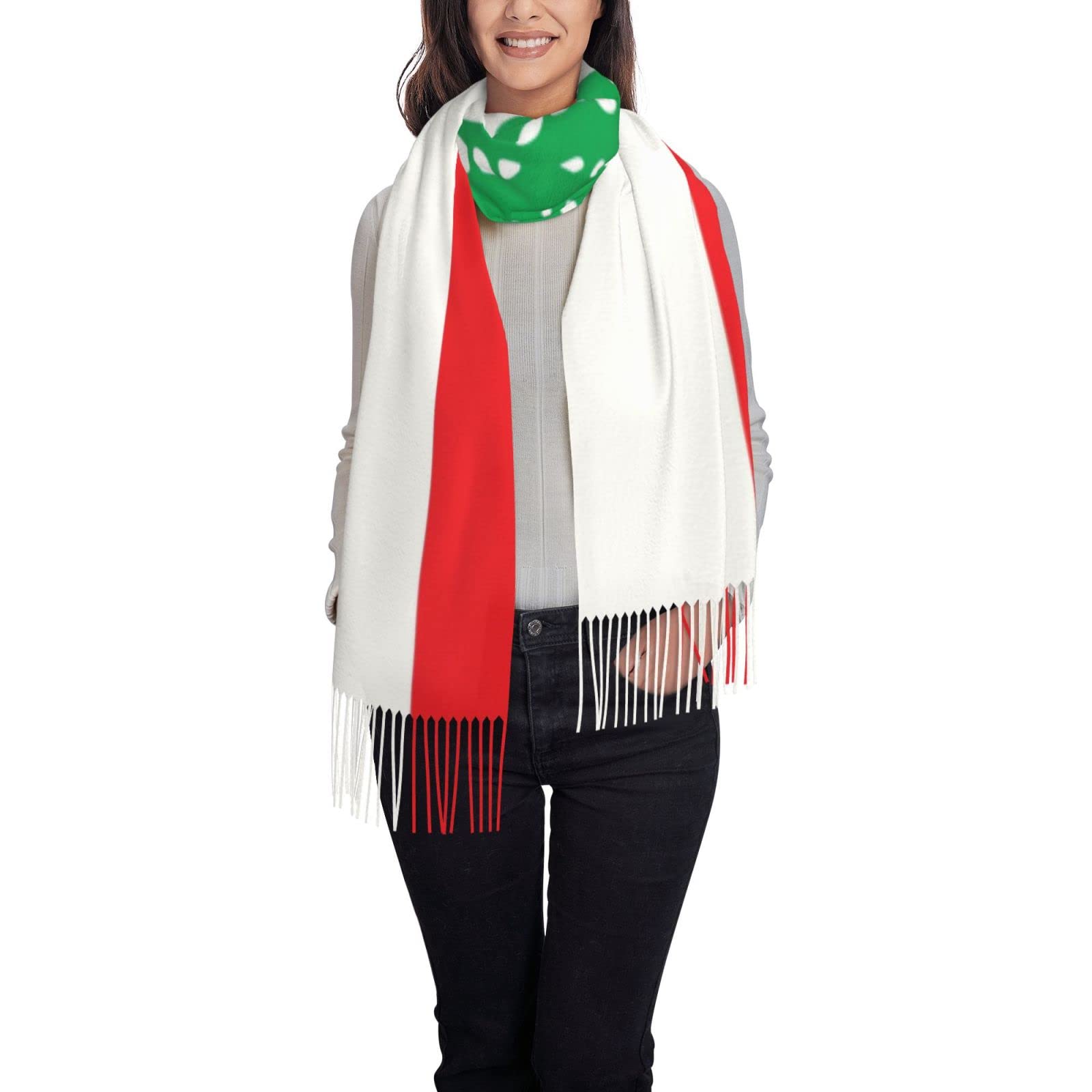 Nlwqekv Unisex As Pic Women's Lebanese Flag Printed Tassel Open Front Poncho Cape Wrap Shawl