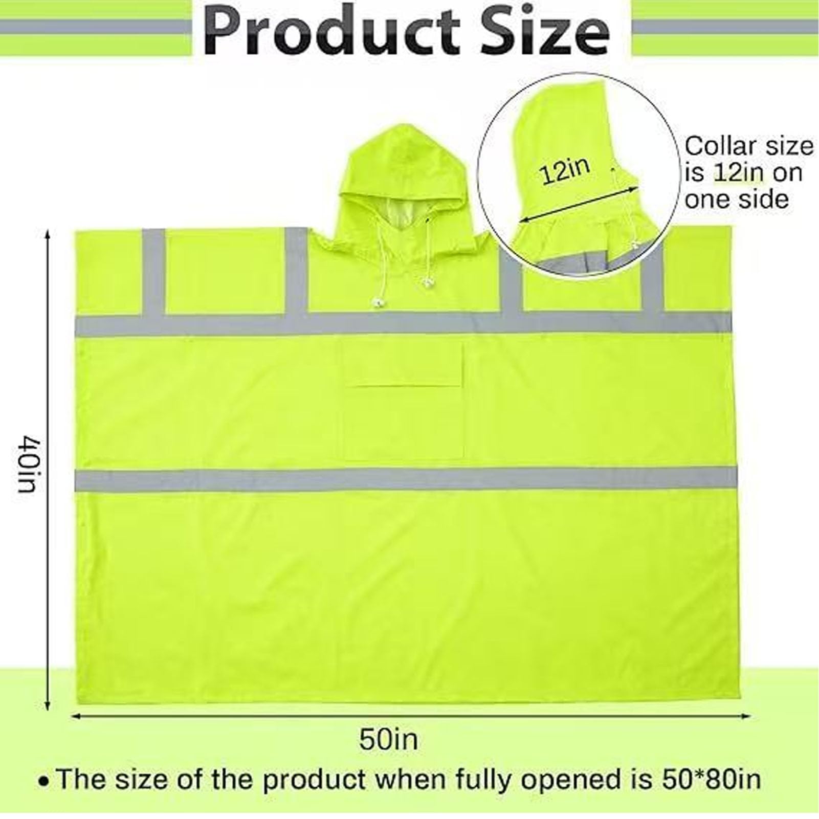 Eujgoov Poncho de Pluie Haute visibilité, Manteau de Pluie Réfléchissant Jaune Fluorescent avec Poche pour le Travail en Extérieur 55x41 Pouces
