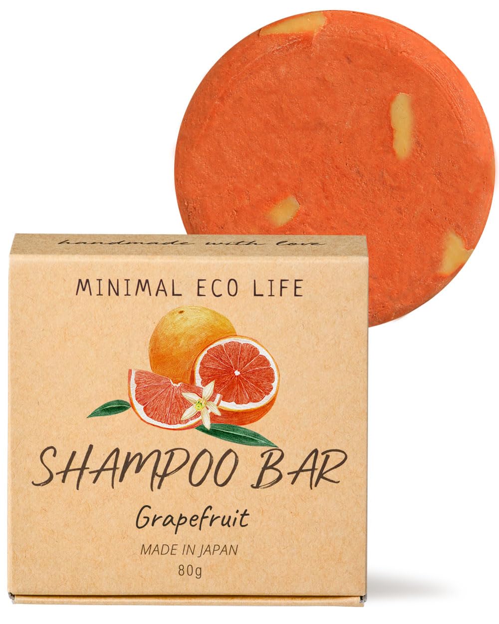 Made in Japan Solid Shampoo MEL from Hokkaido, Additive-Free, Natural Ingredients, Non-Silicone, Moisturizing, Handmade, 80g, Shampoo Bar, Domestic, MEL Soap, Grapefruit