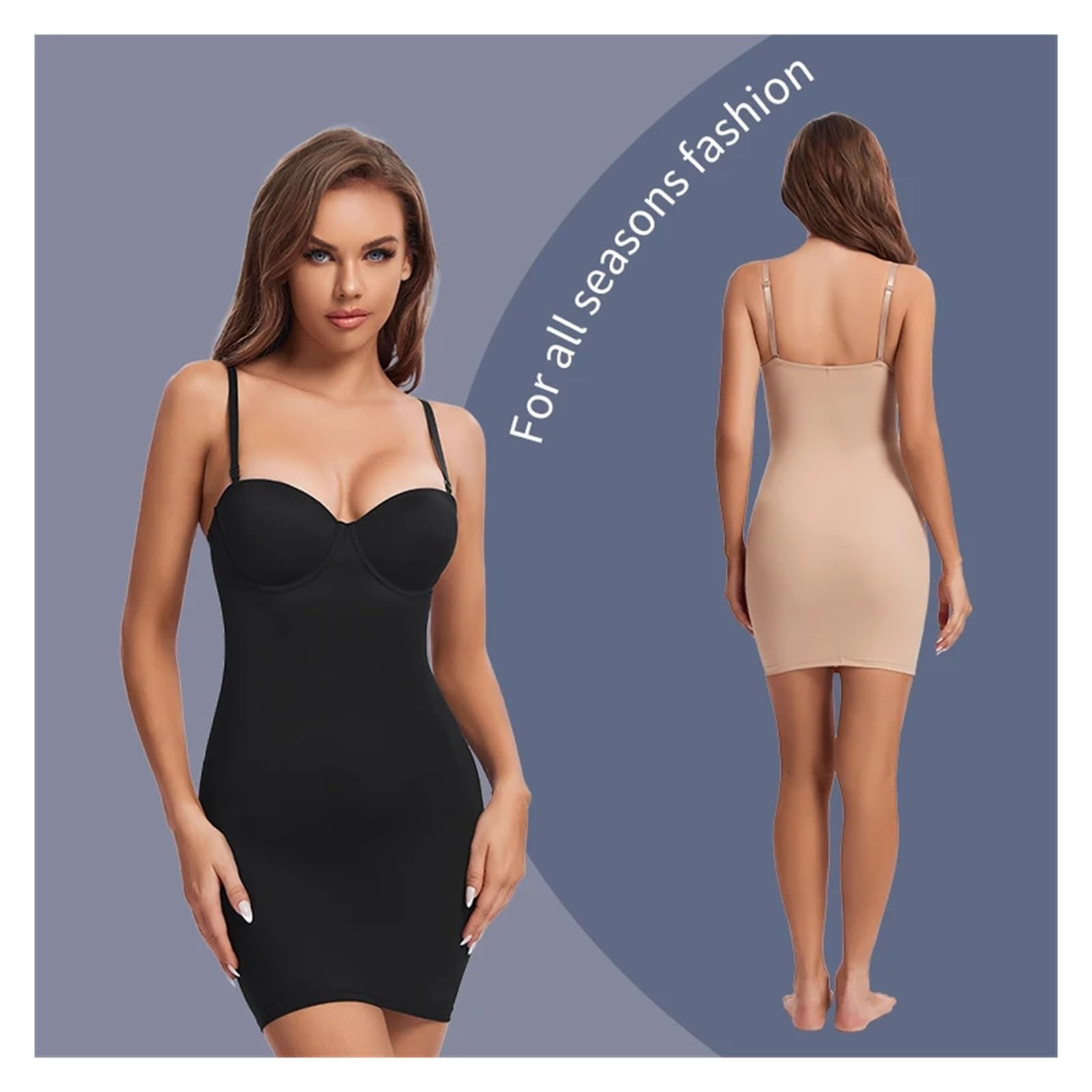 XYNSNDB Rozciągliwa sukienka damska Tube Shapewear Party Control Slip bielizna do ud z paskiem Underdress