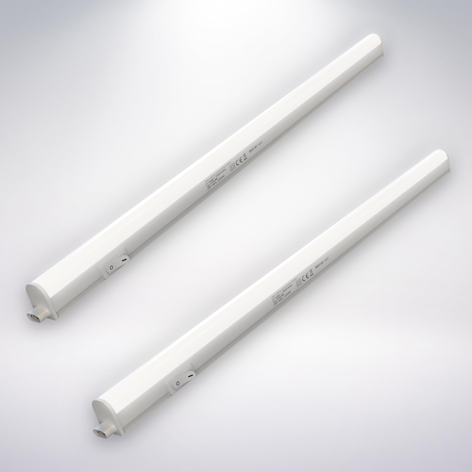 BRILONER - 2er Set LED Leiste mit Ein/Aus-Schalter, neutralweiße Lichtfarbe, inkl. Steckerkabel, Unterbauleuchte Küche, LED Lichtleiste Küche, Schrankbeleuchtung, Küchenlampe, Lampe, 58,5cm, Weiß