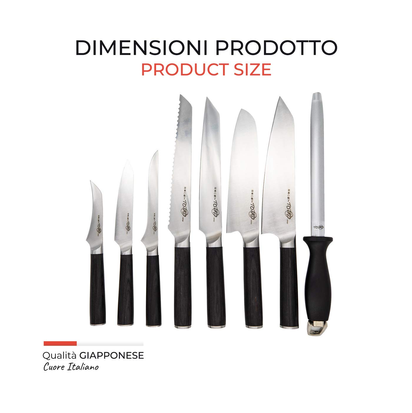 Kompletny zestaw 7 profesjonalnych noży + zapalniczka z bambusem - TOTIKO Japan Knives