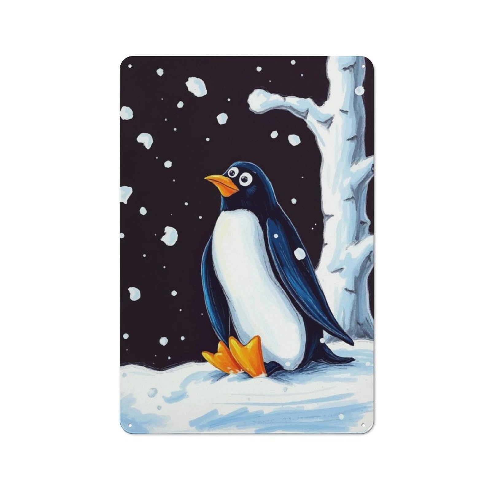 Junmoney Winter Penguin Meme Tin Wall Plaque 30X20cm With For Pub Or Café, Suited To Pub Decor Enthusiasts, For Retro Home Interiors
