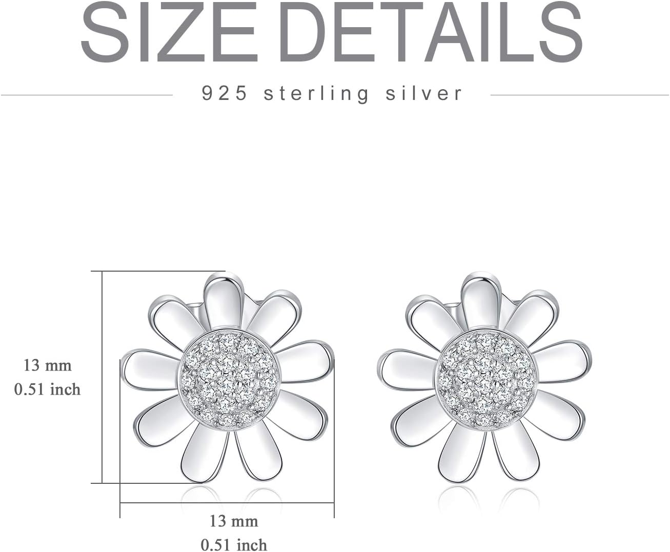 Daisy Earring for Women Fashion Cubic Zirconia 925 Sterling Silver Daisy Flower Stud Earring for Women Birthday Christmas