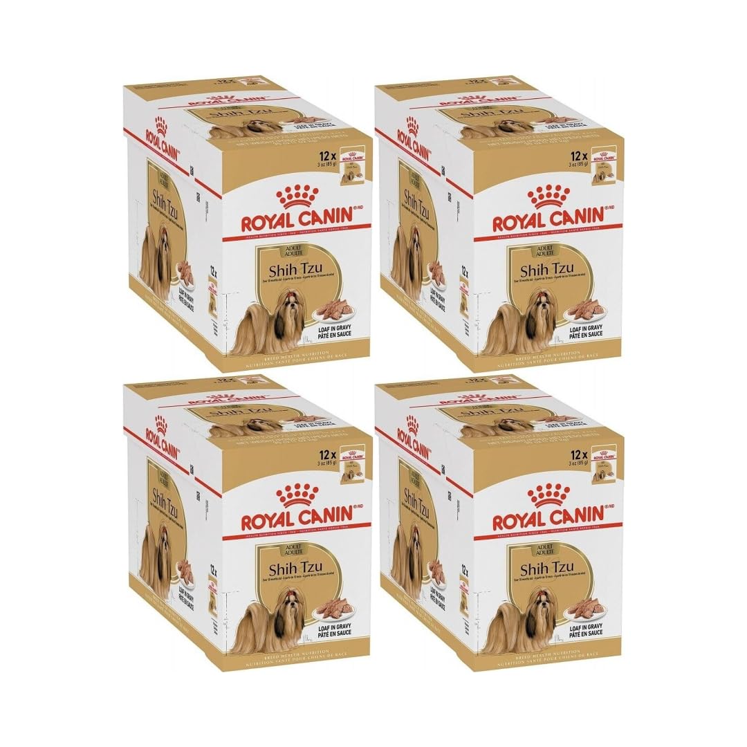 Royal Canin Shih Tzu Adulte Mousse | Pack de 4 | 4 x 12 x 85 g | Aliment Complet pour Chiens | avec Taurine, EPA & DHA