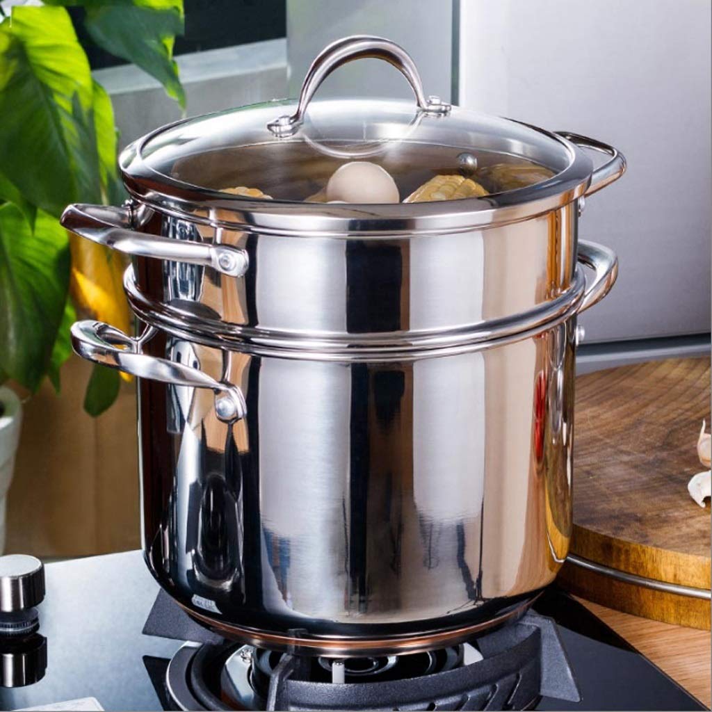 Piroscafo In Acciaio Inossidabile A 2 Strati - Cottura A Vapore Veloce, Fondo Antiaderente, Maniglia Ergonomica, Capacità 15 Kg