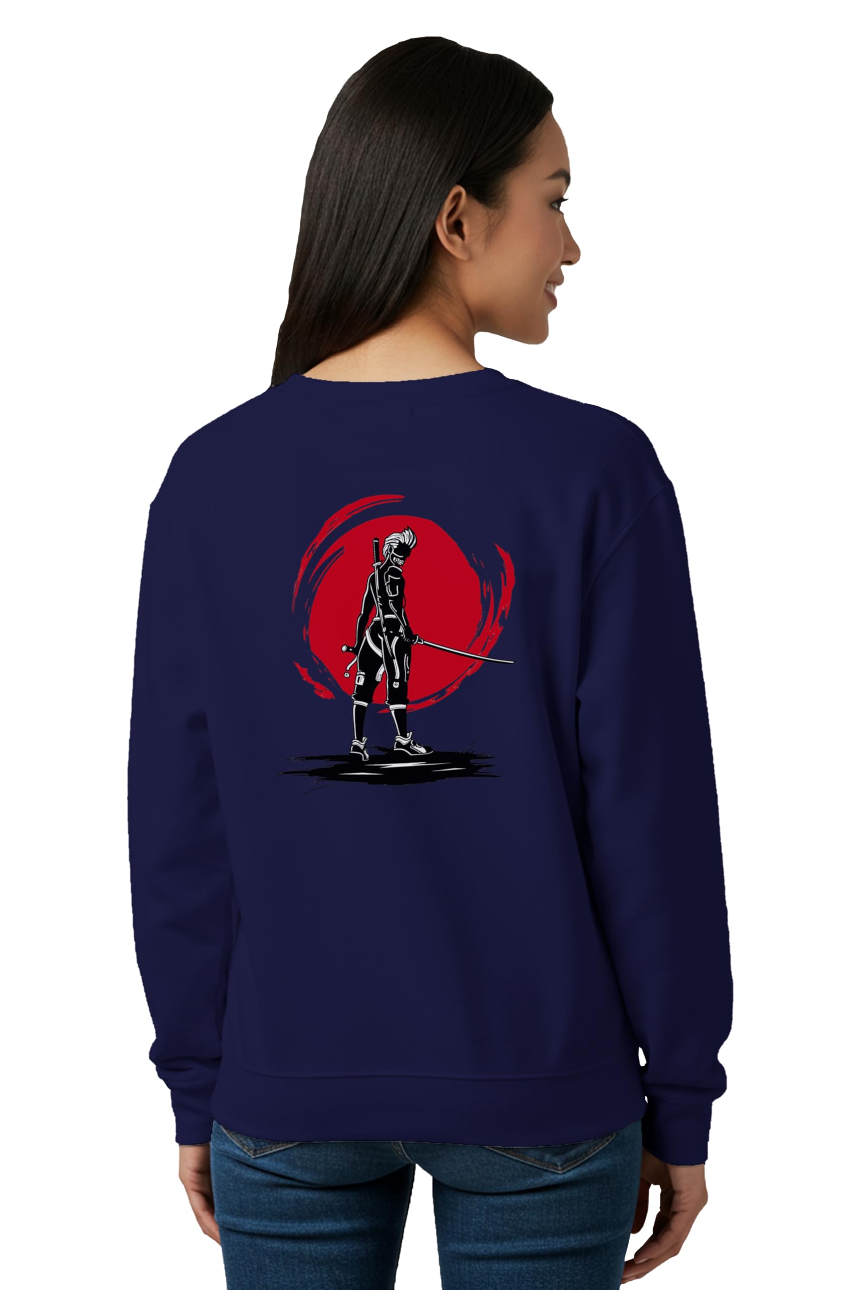 Sweatshirts for Women Blood Moon Blade Graphic Printed Long Sleeve Round Neck Gen Z Trending Stylish Sweatshirt-image-3