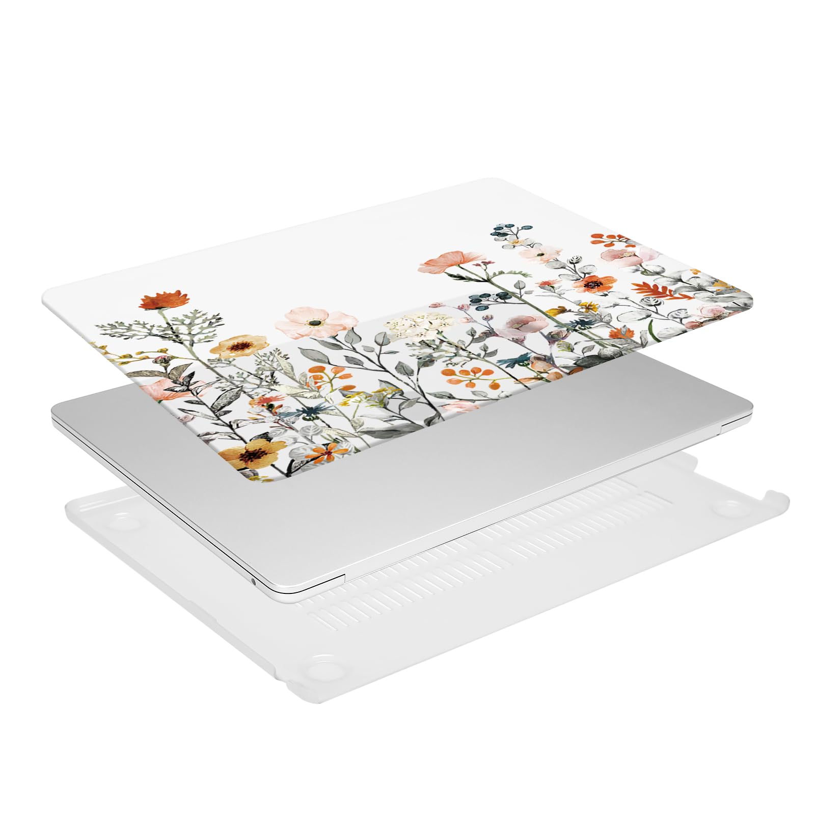 MOSISO Coque Compatible avec MacBook Air 15 Pouces M5 M4 M3 M2 2026-2023 A3448 A3241 A3114 A2941 Chip avec Touch ID,Plastique Fleurs de Jardin Coque Rigide&Clavier&Protecteur d'écran,Transparent