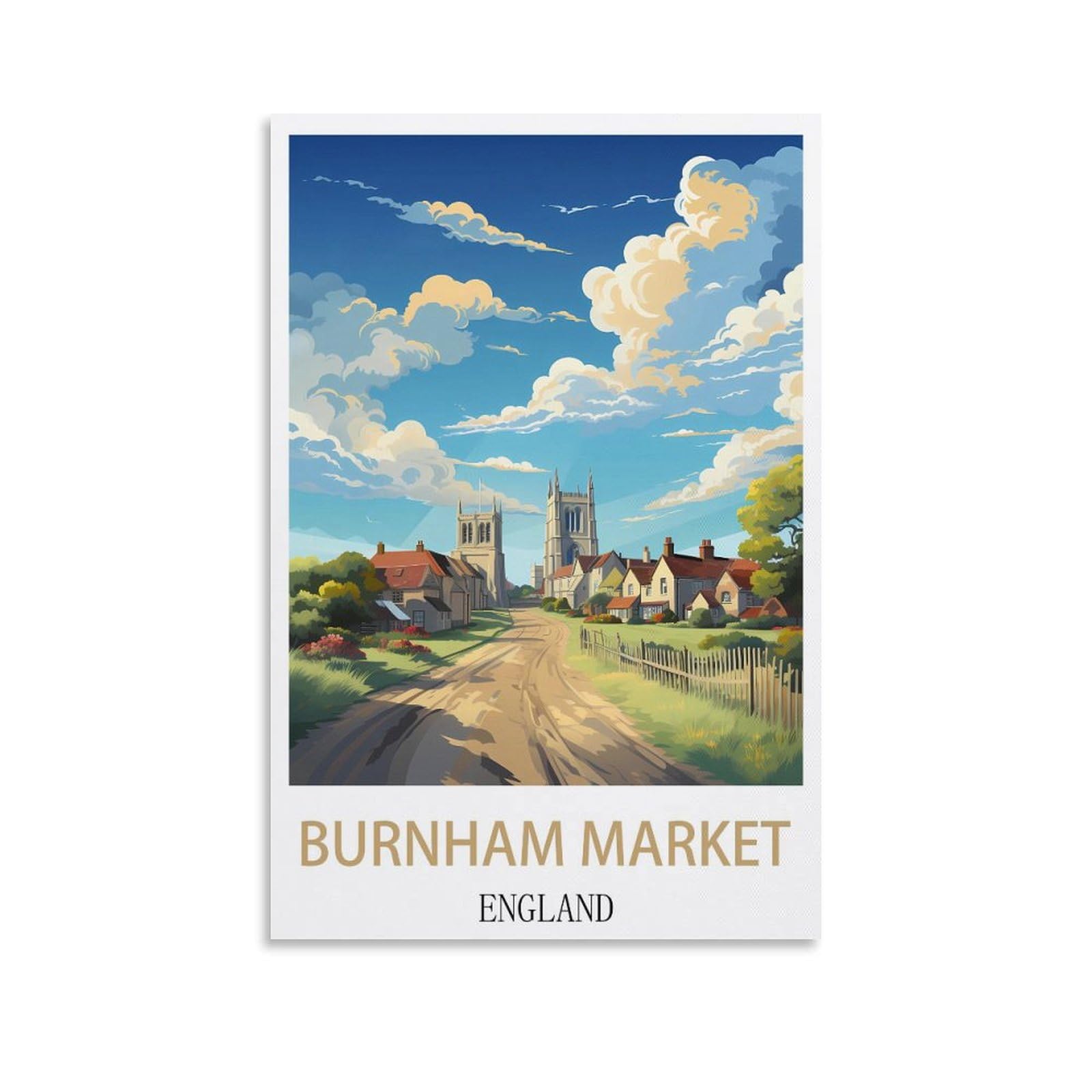 Losnabo Unframe-Style Burnham Market England Vintage Travel Posters 08X12inch(20X30cm) Canvas Wall Poster And Art Picture Print Modern Home Bedroom Decor