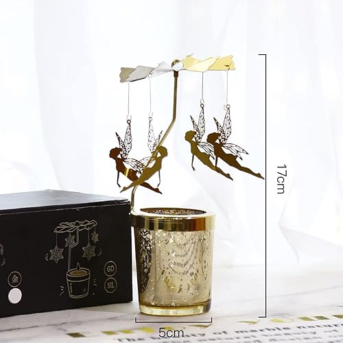 Miniatura 2 de Portavelas giratorio con taza, juego de velas giratorias doradas para bodas románticas, fiestas de Navidad, decoración de mesa del hogar, regalo de