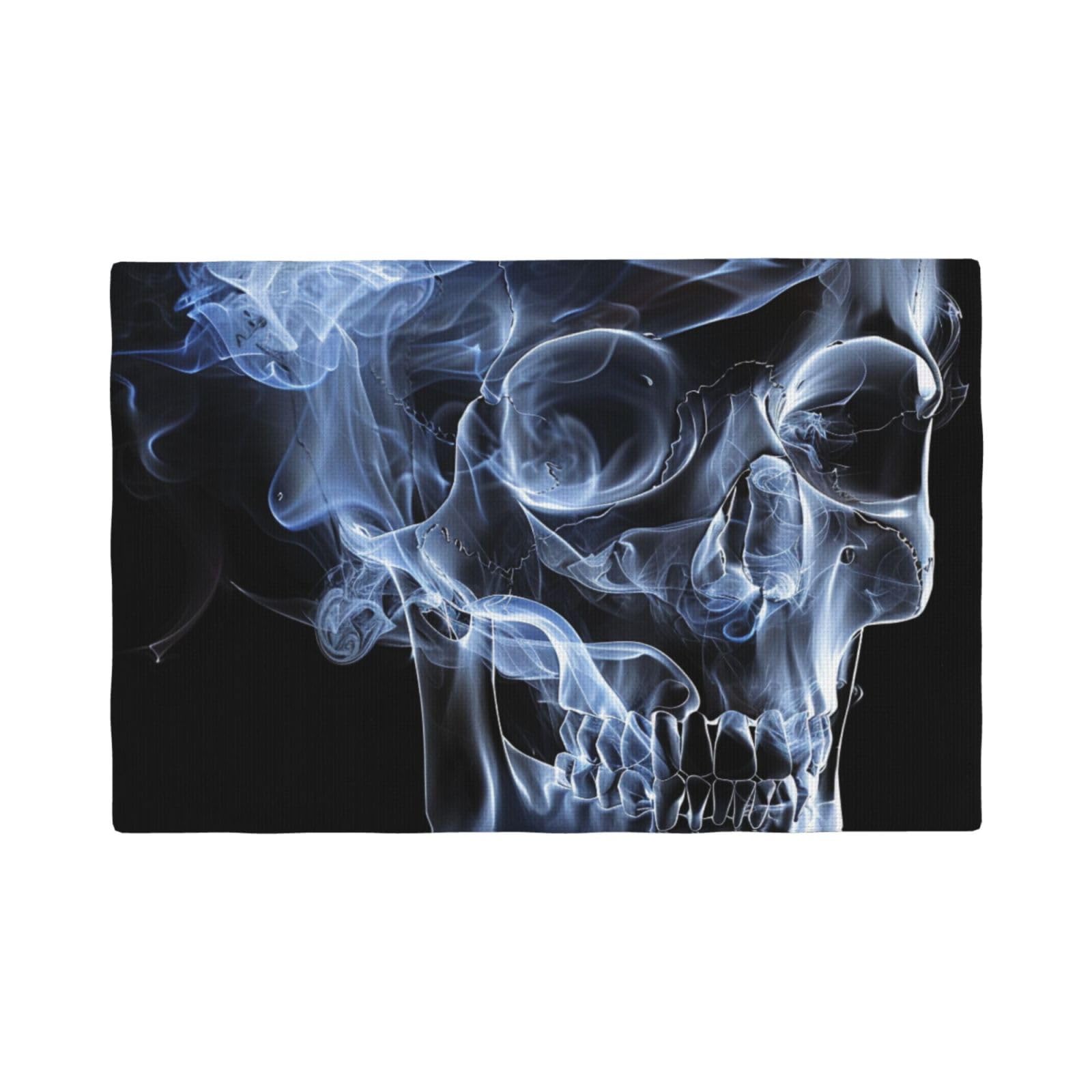 Skull Print Placemats Set, Heat Resistant Washable Placemat 12x18in Table Mats for Party Kitchen Dining Table Decoration Indoor Outdoor, Four Pieces
