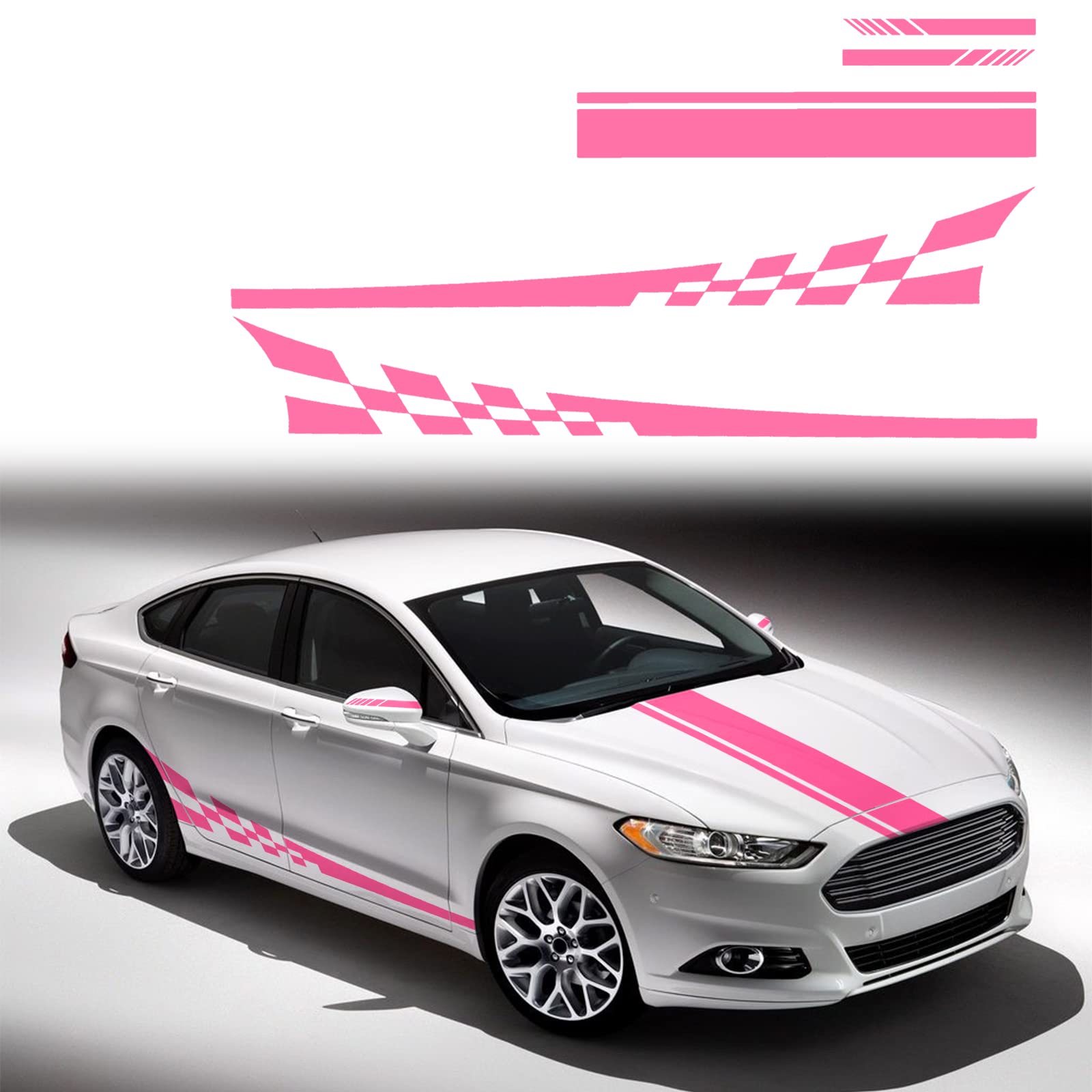 YAMUDACar Hood Body Side Skirt Rearview Mirror Personality Pull Flower Modification Decoration Sticker 5PCS YQ10 Pink