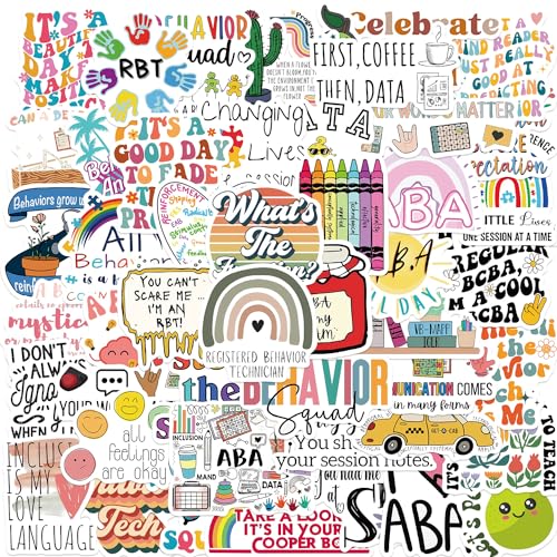 50Pcs Cartoon ABA Stickers for Kids Teens Adults,Applied Behaviour Analysis Sticker,People Who Care About Children with Autism Water Bottle Journaling Car Phone