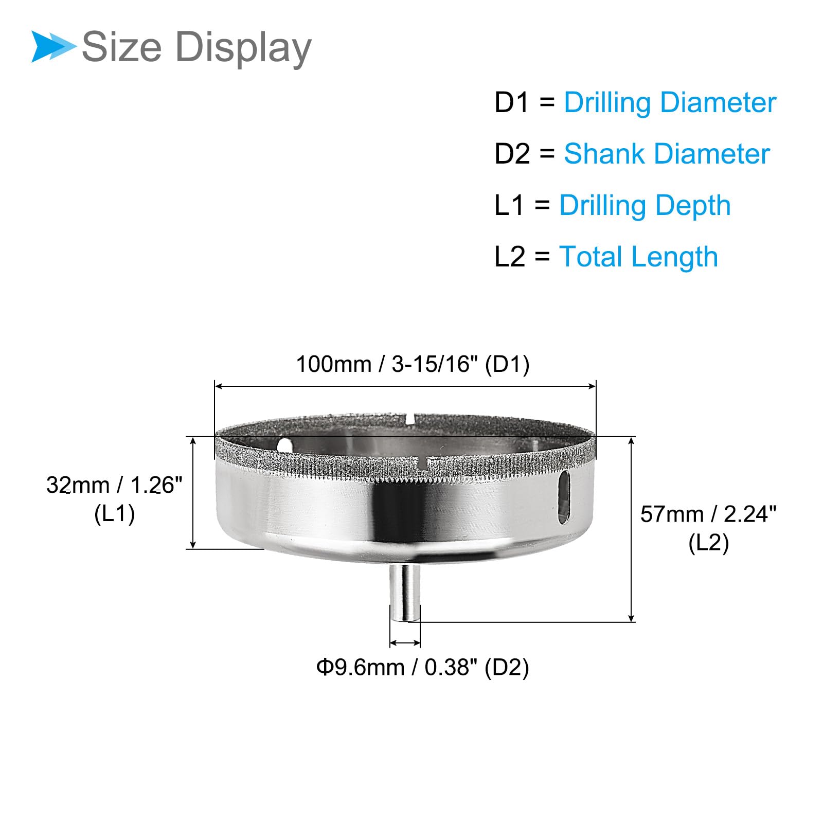 CoCud Diamond Hole Saws Drill Bits, 100mm / 3-15/16