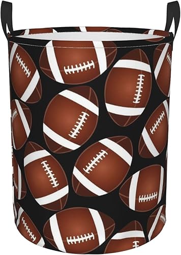 Cesta de lavandería plegable de fútbol americano con asas, cesta de ropa plegable sucia, fácil de transportar, cesta de almacenamiento redonda para