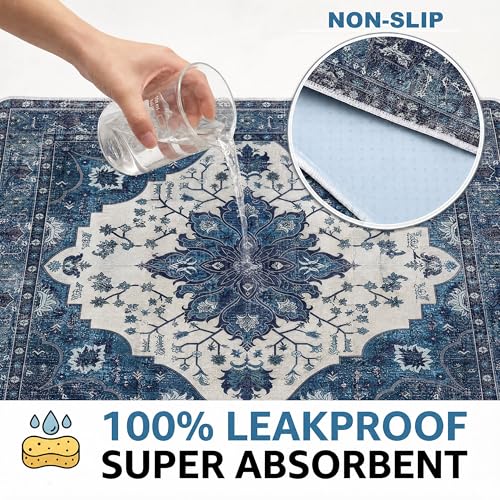 Image of 4PACK Washable Pee Pads for Dogs,Great Urine Absorbent Reusable Puppy Training Pads,Waterproof,Leak-Proof & Non-Slip Potty Pads for Whelping,Crate,Playpen,Bed.(Dark Navy Floral,24 inchx36 inch)