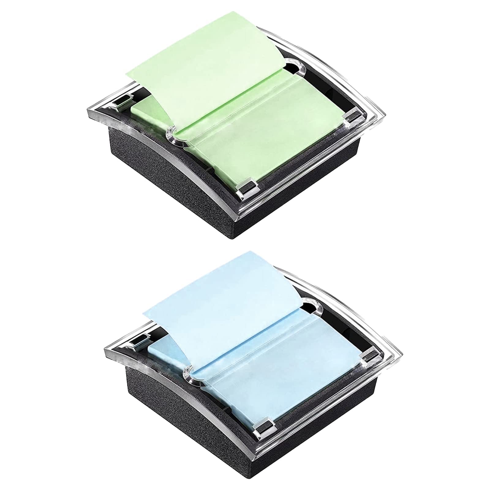 SYOSIPop-up Sticky Note Boxes, , Black Base Clear Top Sticky Notes Holder Container, 2pcs Colorful Notes Pop up Plastics Box for Office, Hospital, Store