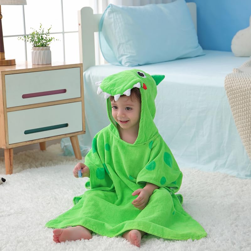 Image of LOLANTA Bath Pool Beach Towel Hooded 100% Cotton Super Soft Absorbent Kids Beach Towels for Boys Girls (Crocolile, 4-6)