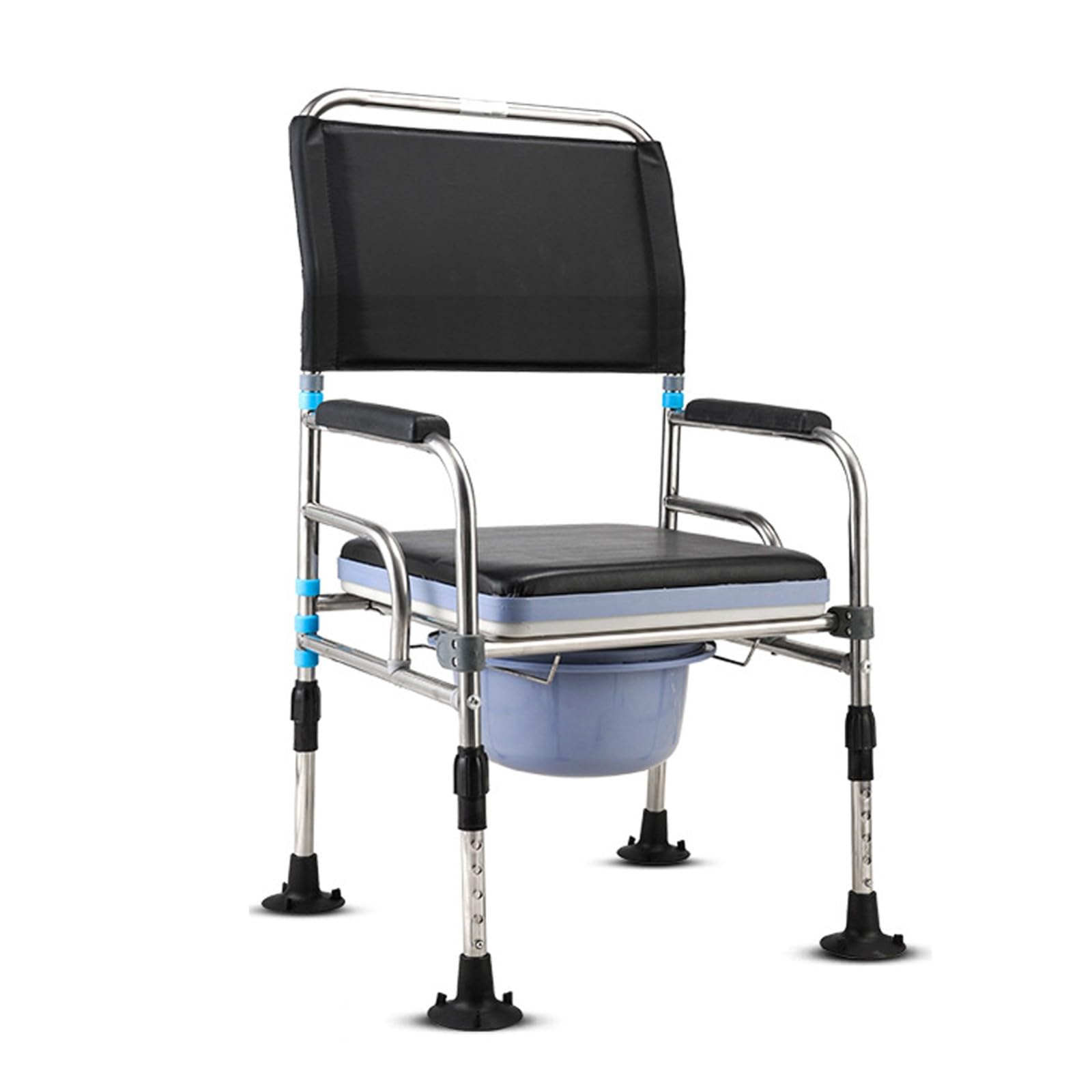 BHGFYXBS Adjustable Height Portable Commode Chair With Armrests And Backrest Stainless Steel Toilet Chair For Elderly And Disabled Non Slip Bedside Commodes,B,B,B