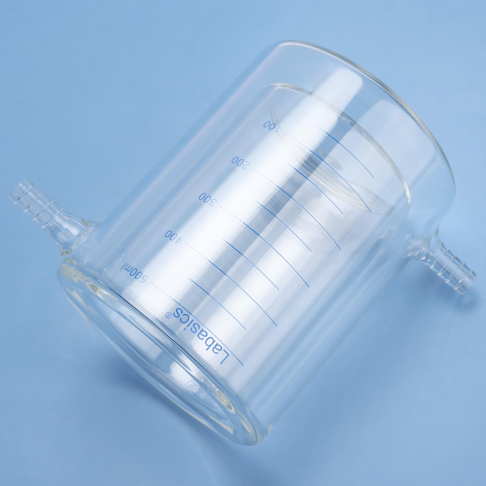 Labasics Becher con Giacca, Realizzato in Vetro Borosilicato di Alta, Vetro da Laboratorio Doppio Strato per Controllo Termico e Reazioni Chimiche, 500 ml