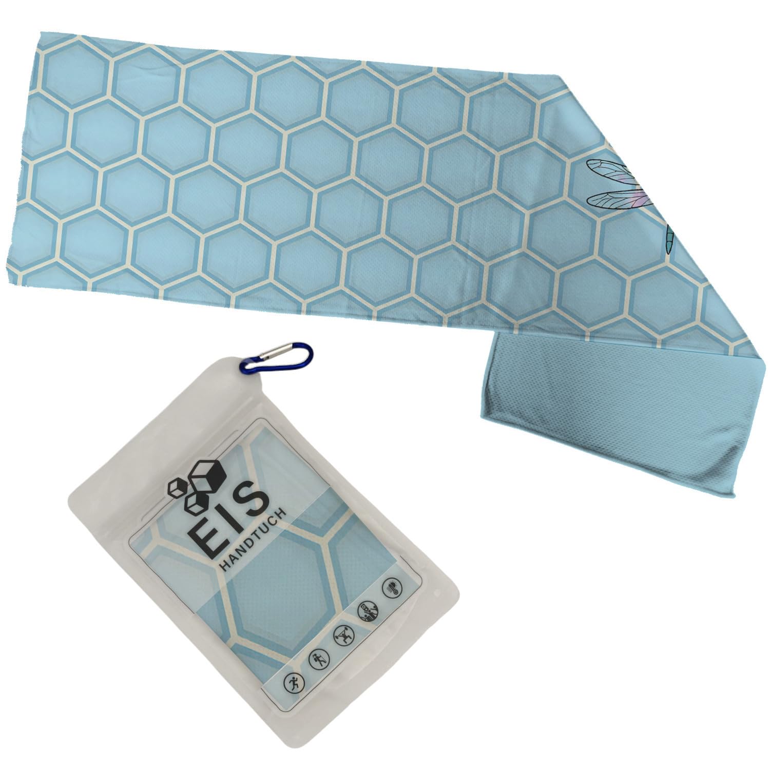 speecheese Serviette de glace en forme de libellule XL pour le sport et les voyages - Serviette rafraîchissante pratique pour les activités de plein air, idéale pour se rafraîchir