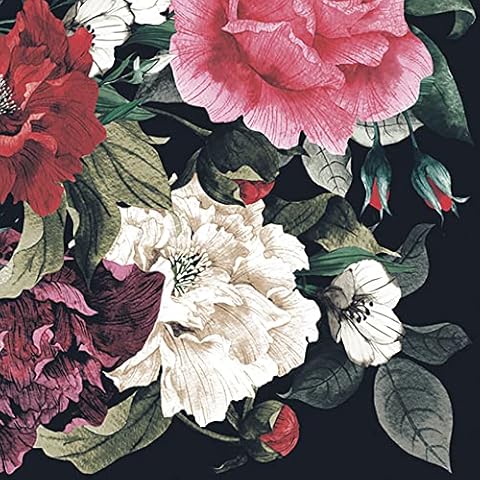 Maki 3-Ply Flowery Tissue Paper Napkins Serviettes for Decoupage Lunch 33cm x 33cm - Pack of 20 (Painted Baroque Bouquet on Black) Cover