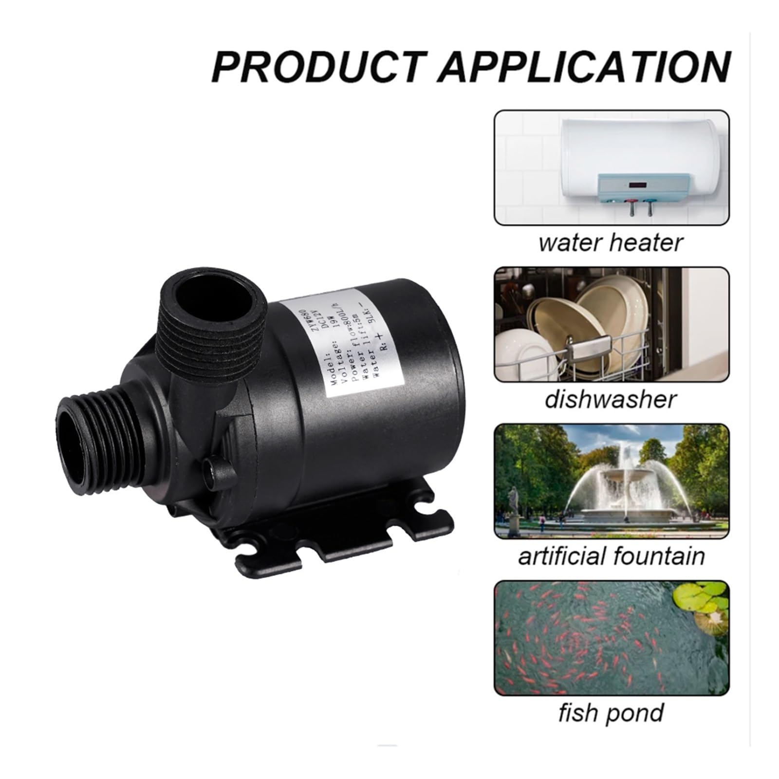 Pompa solare per acqua, 50W 800L/H Pompa ad acqua solare senza spazzole Set sommergibile ultra-silenziosa Motore for laghetto for pesci Decorazione for fontana da giardino(Solar panel and pump)