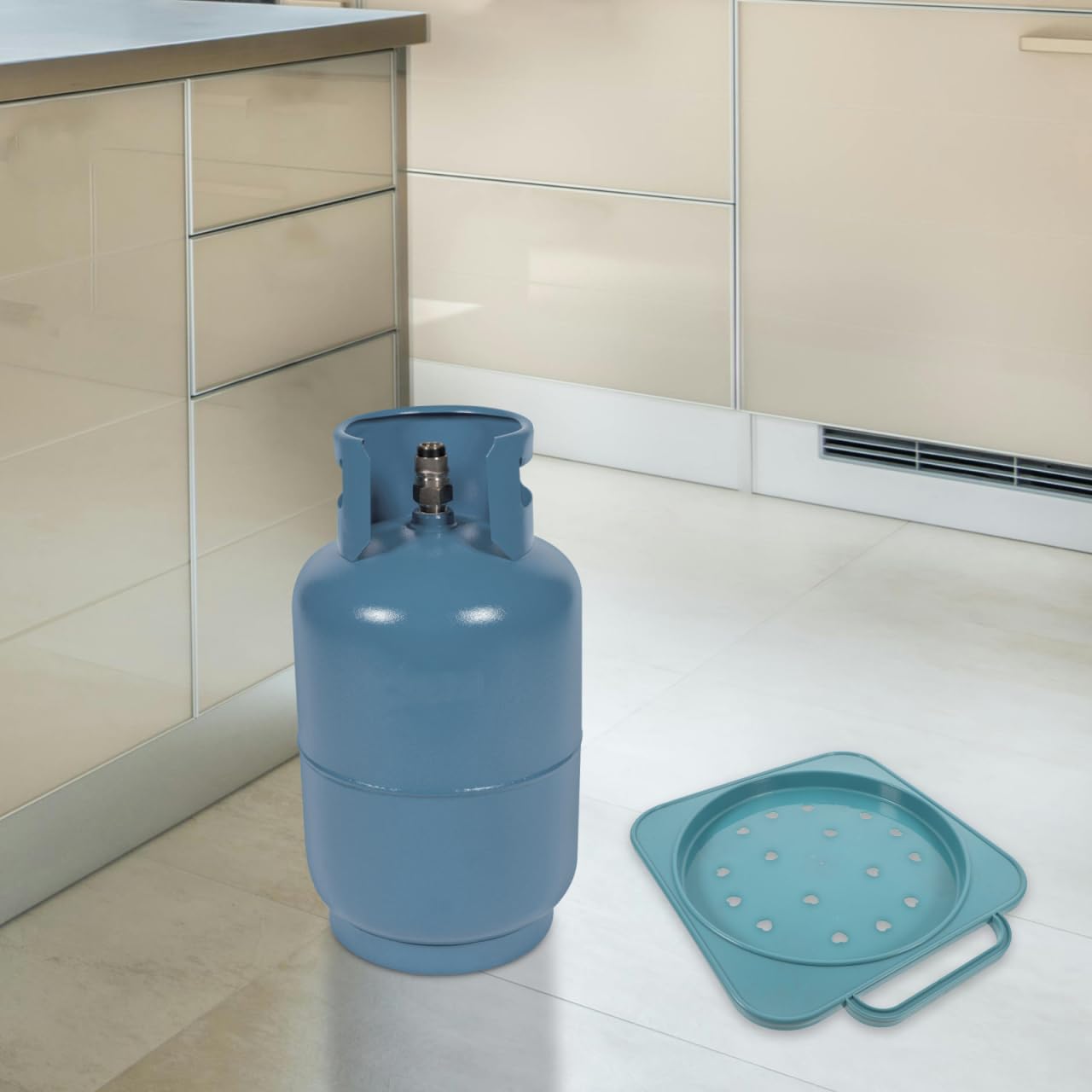 Supporto per Bombola Gas con Ruote e Maniglia in Pp Base Mobile per Bombola di Gas per Uso Cucina Facile da Spostare e Stabile