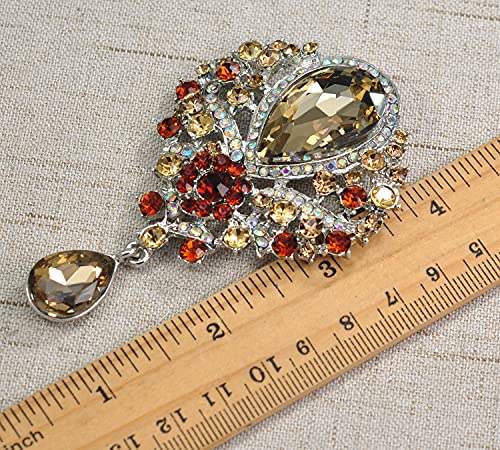 Gyn&Joy Women's Vintage Silver Tone Crystal Rhinestone Flower Wedding Bridal Teardrop Brooch Pin Bz098 #TOP2