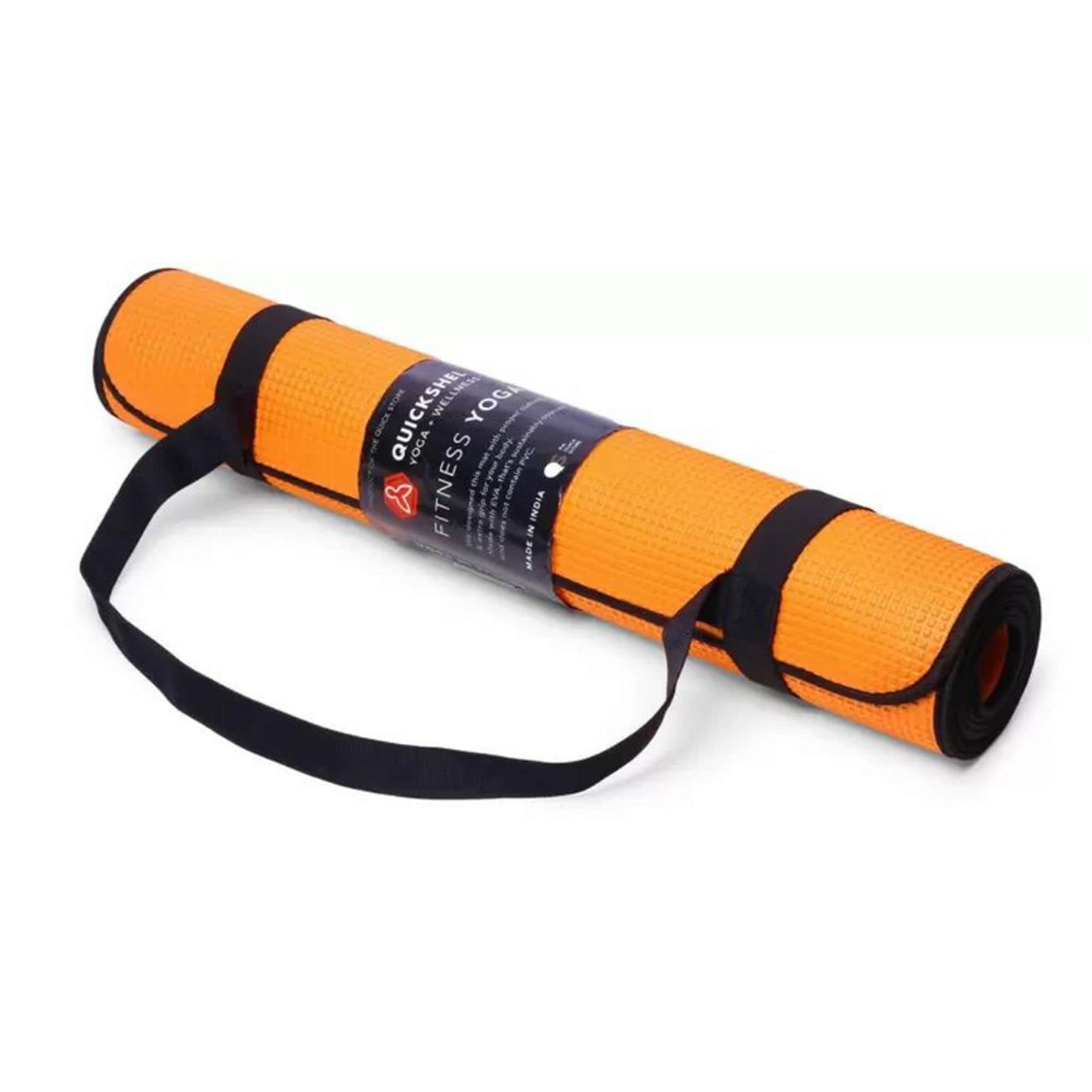 Quick Shel Yoga mats Exercise Mat Anti-Skid 4.5mm thickness Water/Dirt Proof Lightweight easy to Carry gym workouts for men women children with Stitched Black Border Edges and Holding Carry Strap (Orange) (2Fts x 6Fts) (4.5mm Thickness) (B0C2ZHGKKG) Amazon Price History, Amazon Price Tracker