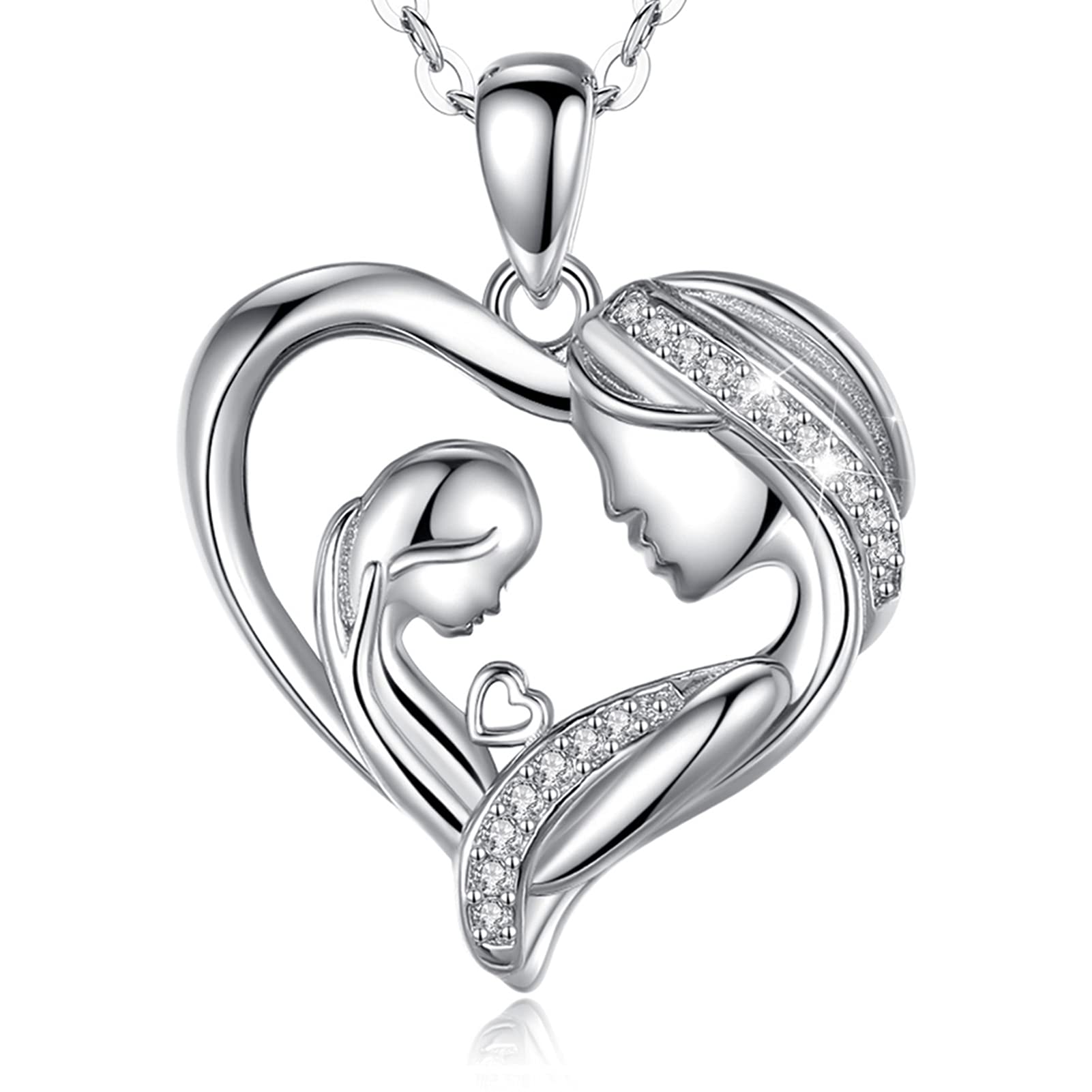 INFUSEU Regalo Mamma Collana, Mamma E Figlia Cuore Gioielli Argento 925 Ciondolo Chiama Regalo Per La Festa Della Mamma