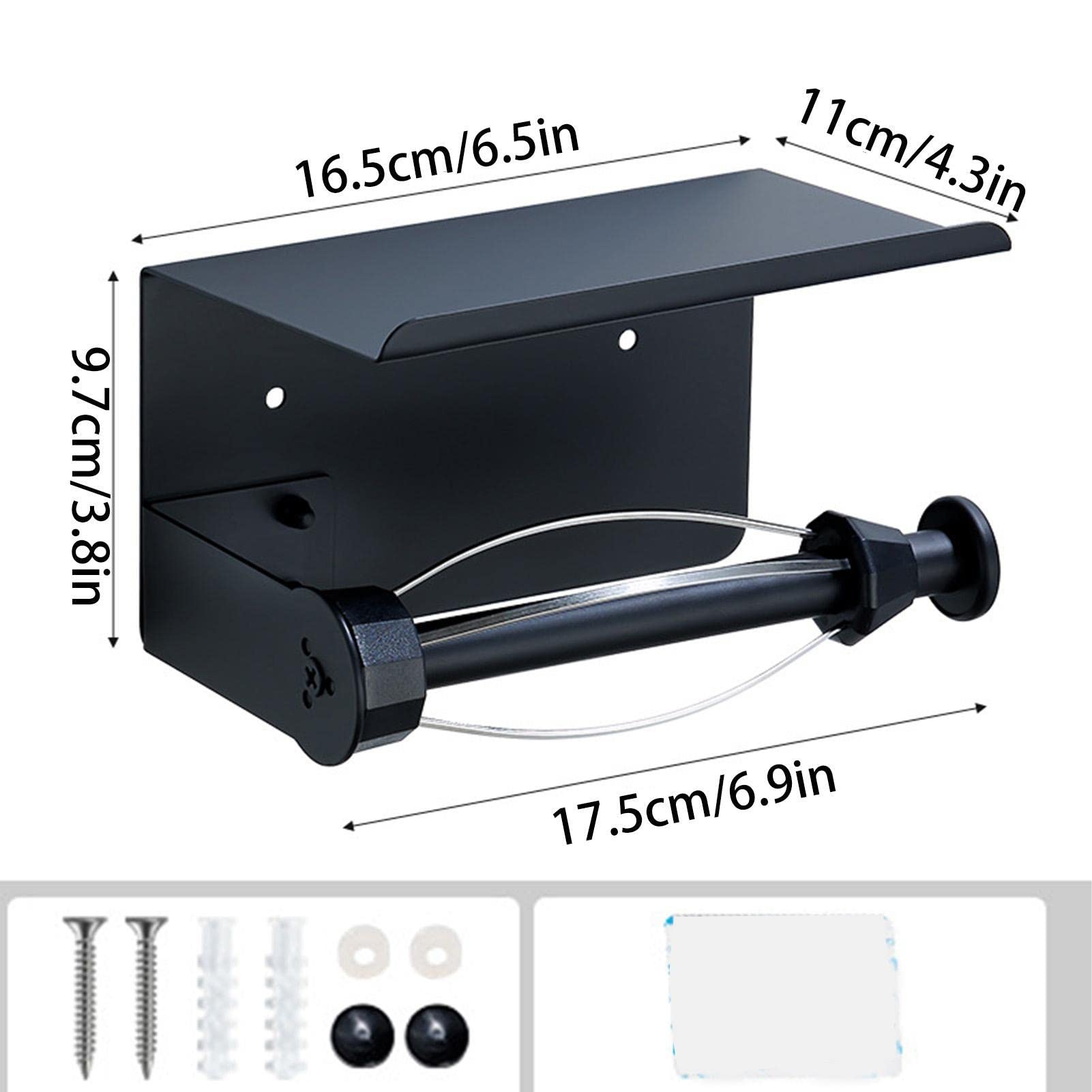 Soporte de papel higiénico de acero inoxidable con estante y soporte para teléfono móvil, organizador de almacenamiento de baño de estilo moderno para rollo de papel higiénico, montaje autoadhesivo