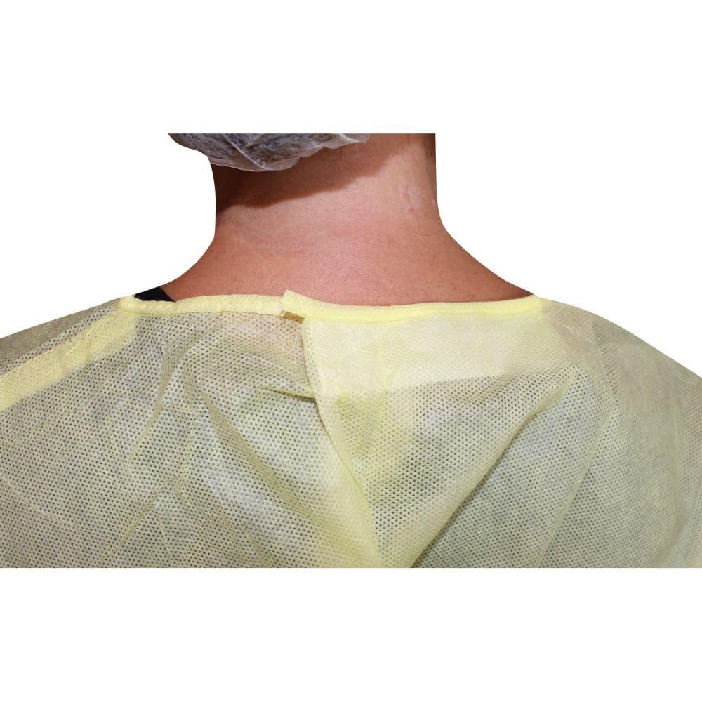 Medi-Inn ISO-PLUS - Bata de protección (con puños de punto y cierre de velcro, talla XL, 135 x 152 cm, material SMS, 10 x 10 = 100 unidades), color amarillo