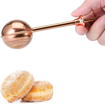HULISEN Flour Duster, 304 Stainless Steel Flour Sifter for Baking, Brown