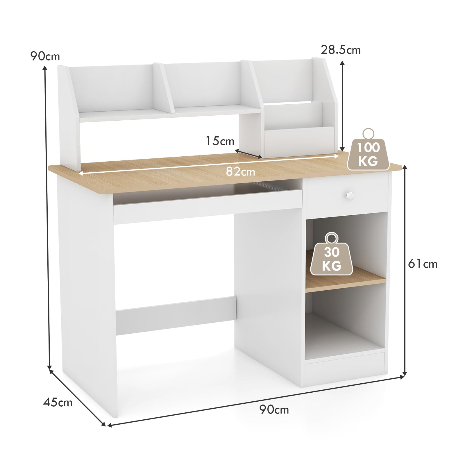 Bureau Enfant Avec Rangement Pour Garçon Fille 3+ Ans, Bureau
