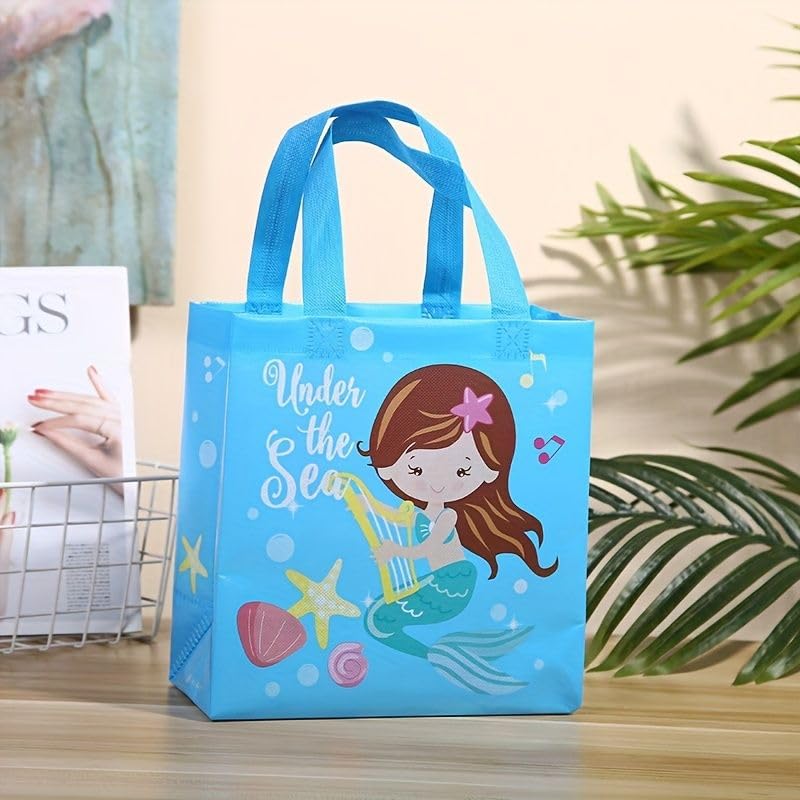 LE DELITE Party Theme Favor Gift Bags Mermaid Theme For Birthday Return Gifts For Kids|Under Sea Princes Ocean Bagpack Gift Bags For Gifting|Weddings|Birthday|Holiday Presents (10) - Multicolor-image-3