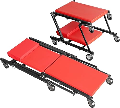 BIG RED Enredadera automotriz plegable rodante de 36 pulgadas, enredadera de coche, enredadera de taller de garaje 2 en 1 para reparación de