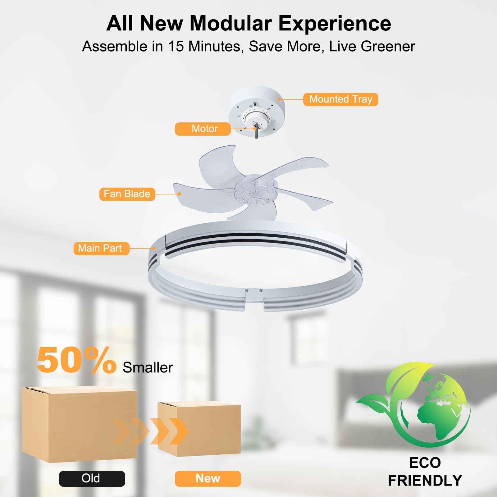 50cm Deckenventilator 3 Farbig Dimmbar 6 Stufiger Umkehrbarer Deckenlampe mit Ventilator Timer