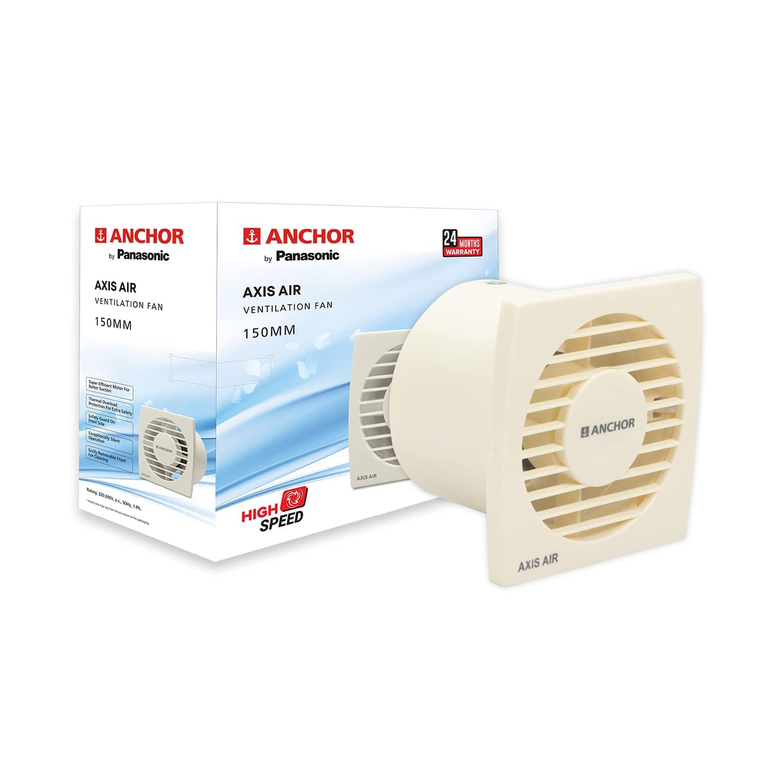 Anchor by Panasonic Axis Air 150mm Exhaust Fan for Kitchen | 150mm Exhaust Fan for Bathroom (14090IV, Ivory)