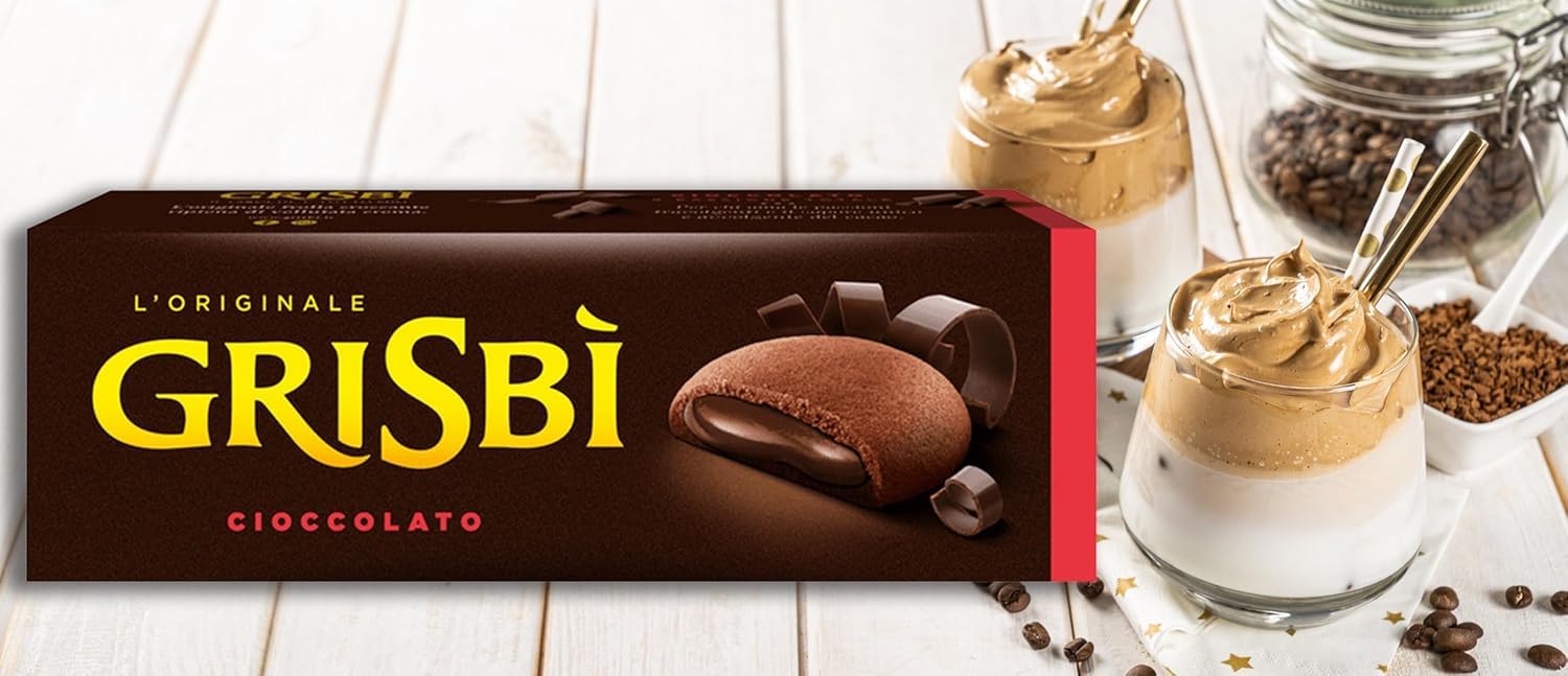 Italian Gourmet Bundle Grisbi Biscuits fourrés chocolat 6 x 135 g (810 g) – Gâteaux italiens cœur fondant cacao, snack gourmand pause café, format à partager + Italian Gourmet Polpa